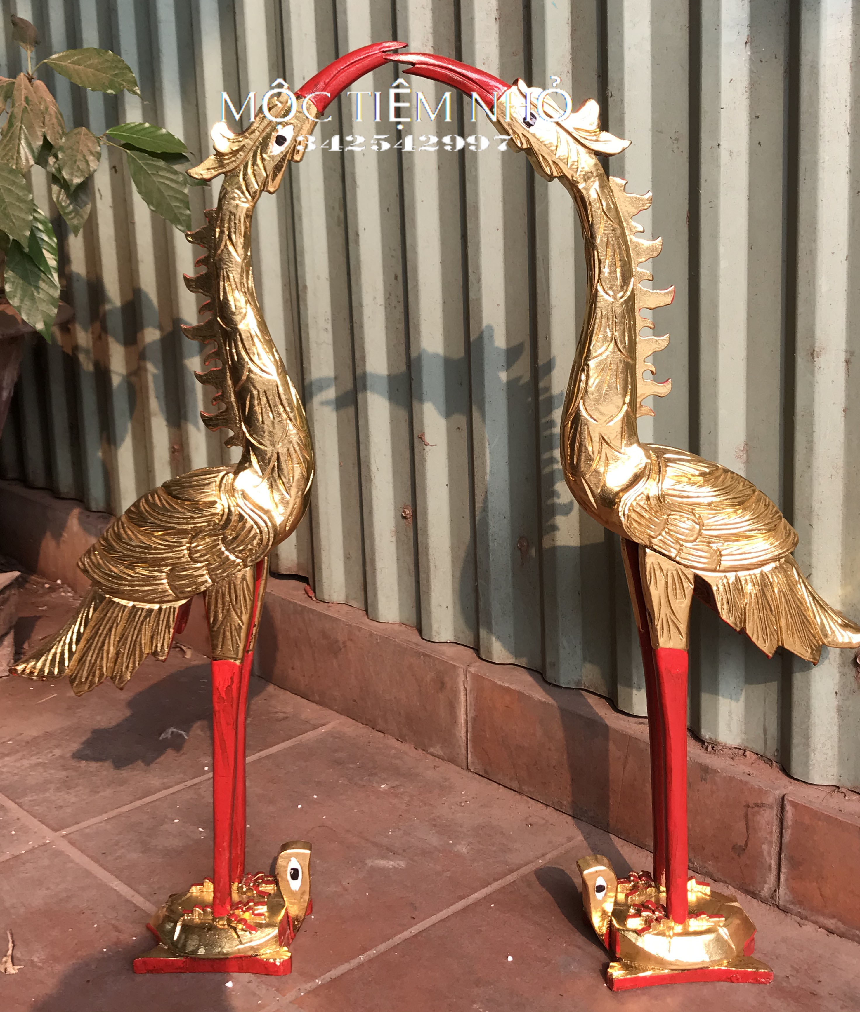 Hạc thờ gia tiên-Hạc thờ gỗ mít-Đồ thờ gia đình cao 60cm và 80cm