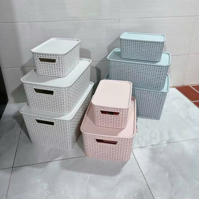 Rổ Nhựa Đựng Đồ Có Nắp Đậy Rổ Đan Nắp Chữ Nhật Nhựa VIỆT NHẬT - 3 Size Nhỏ Trung Đại 3386 3387 3388-
