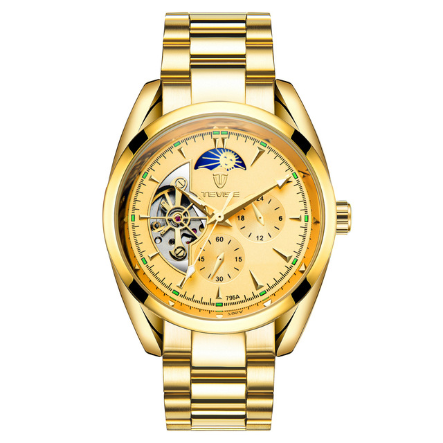 Tevise Đồng hồ tự động sang trọng cho nam giới sáng Tourbillon Đồng hồ Đồng hồ cơ không thấm nước
