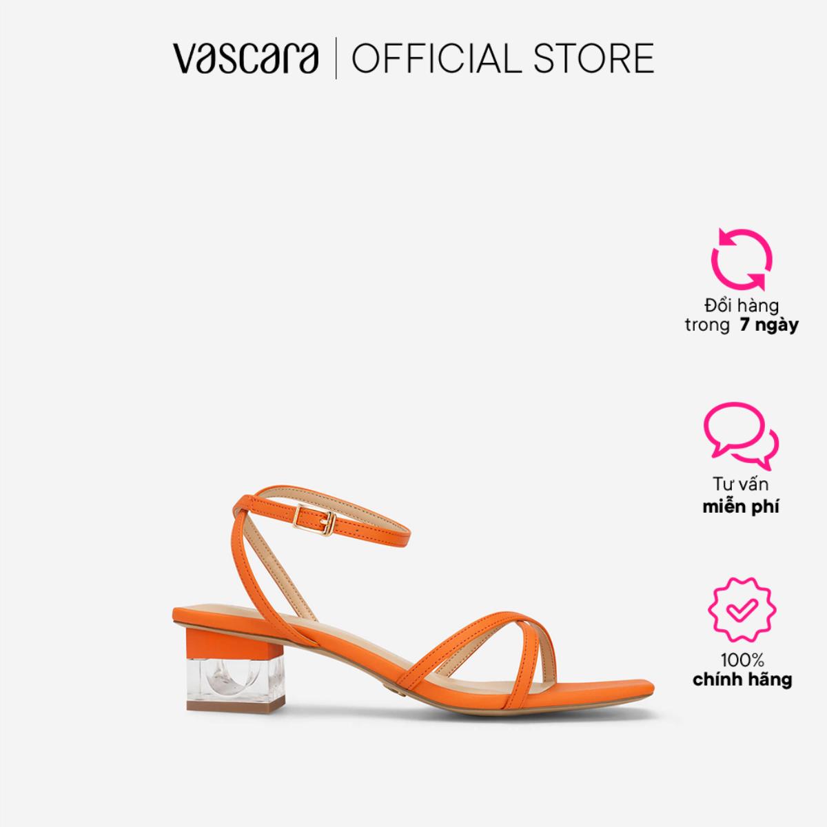 Vascara Giày Sandal Ankle Strap Phối Gót Crystal - SDN 0747