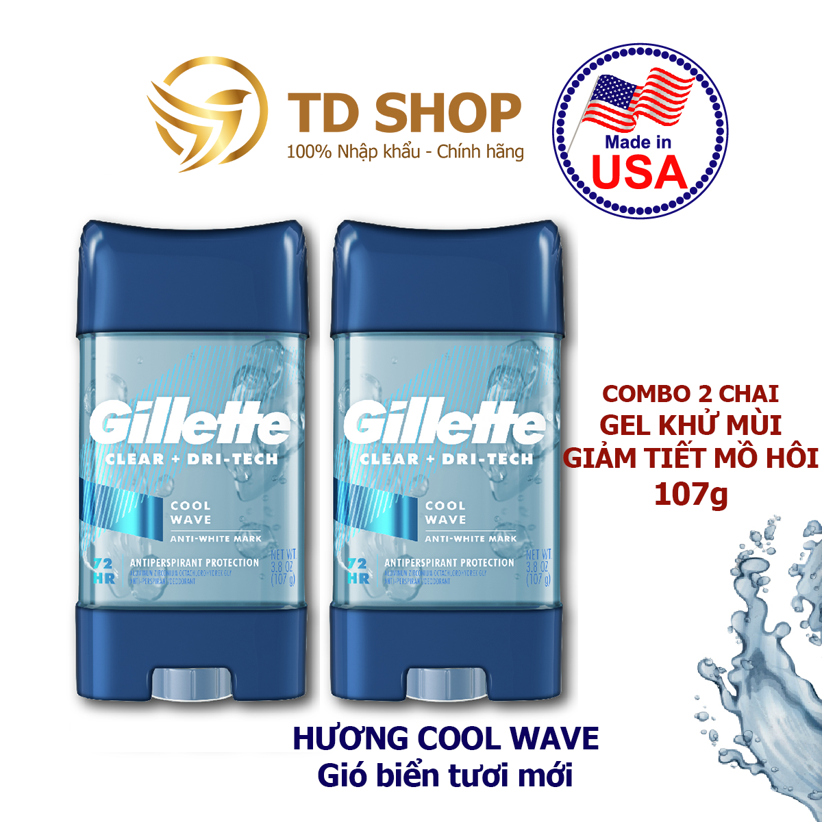 Combo 2 Chai Lăn Khử Mùi Gillette Clear Gel 107G Coolwave - Td Shop