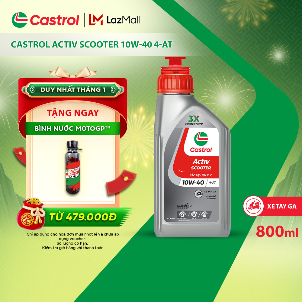 Dầu nhớt xe tay ga CASTROL ACTIV SCOOTER 10W-40 4-AT (0.8L)