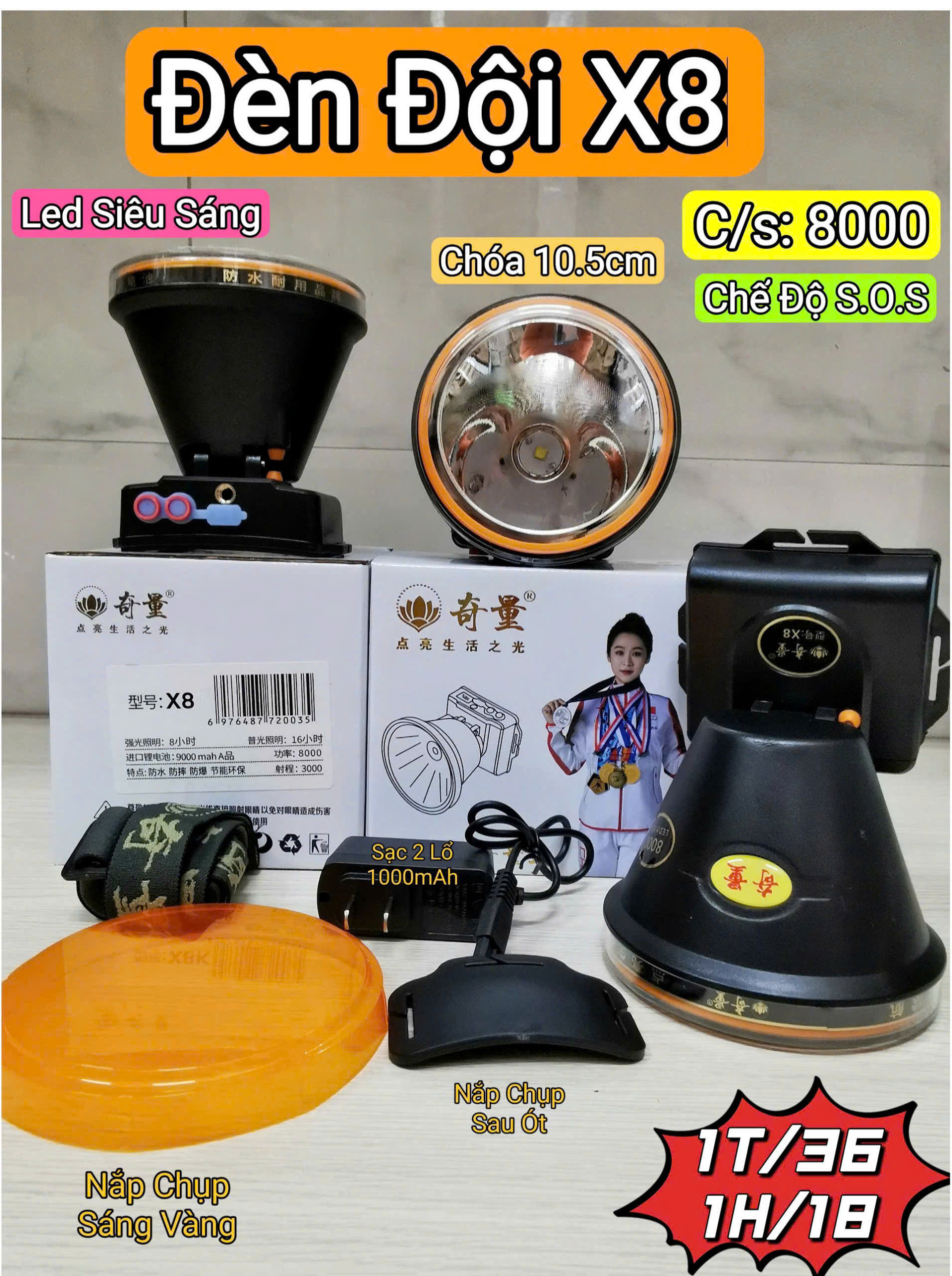 Đèn Đội Đầu Công Suất Cao Đèn Pin Led Sạc Điện 500w 600w X5/X6/X8/X9 Siêu Sáng Chống Nước Pin Dung