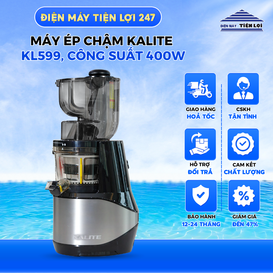 Máy Ép Chậm Kalite KL-599 - 500ml, Đen/Xám, Xuất xứ Thái Lan