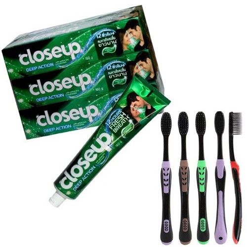 kem đánh răng – Combo 5 Tuýp Kem đánh răng Closeup Thái Lan tặng kèm 4 bàn chải NANO cao cấp