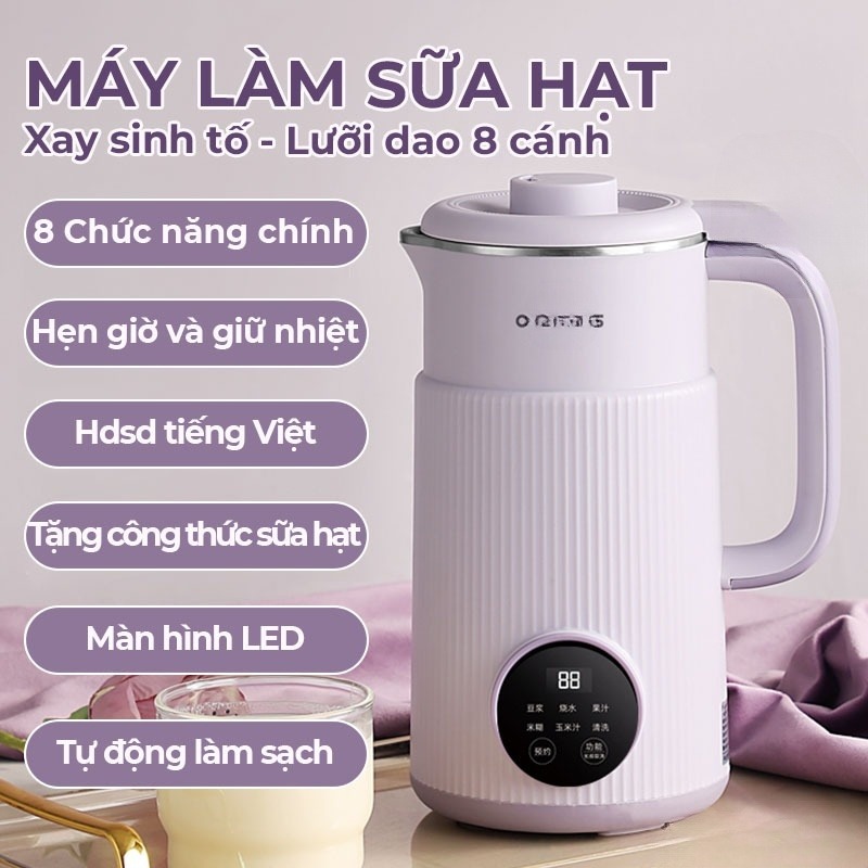 Máy làm sữa hạt Ostmars thuỷ tinh 12 lít -6 chế độ nấu tự động với đáy chống dính không bị khê Máy L