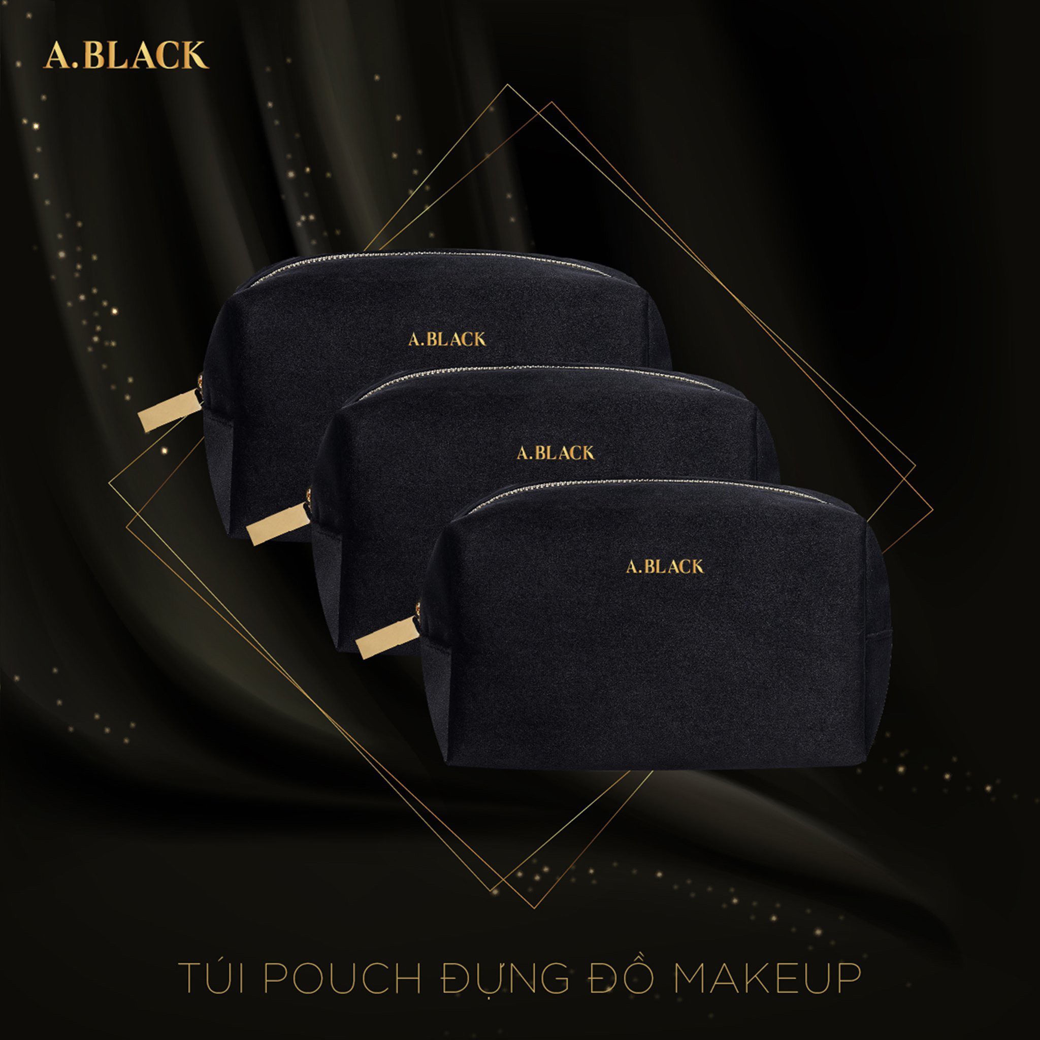 Túi Pouch A.black Đựng Đồ Makeup Cực Chất - Hongs Beauty