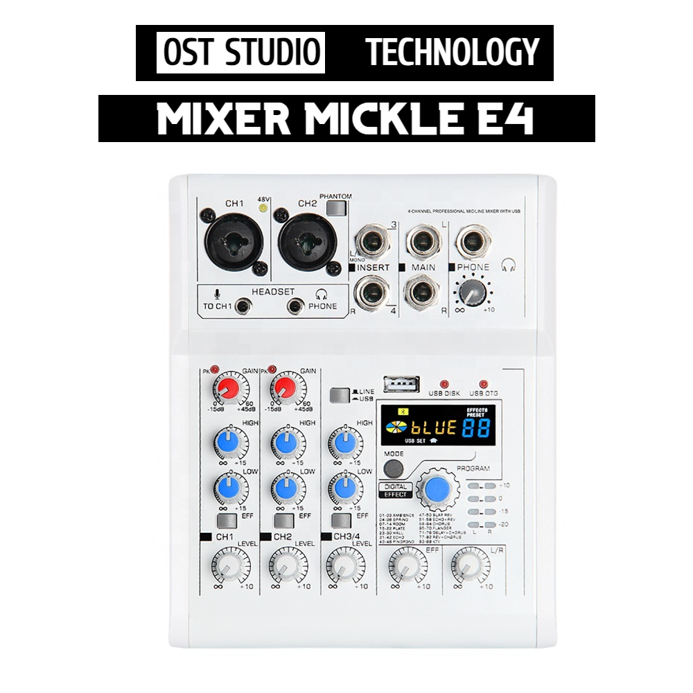 Mixer Mickle E4 Plus Hát Livestream Chuyên Nghiệp Âm Thanh Sống Động Kiểu Dáng Cực Đẹp Dễ Dàng Sử