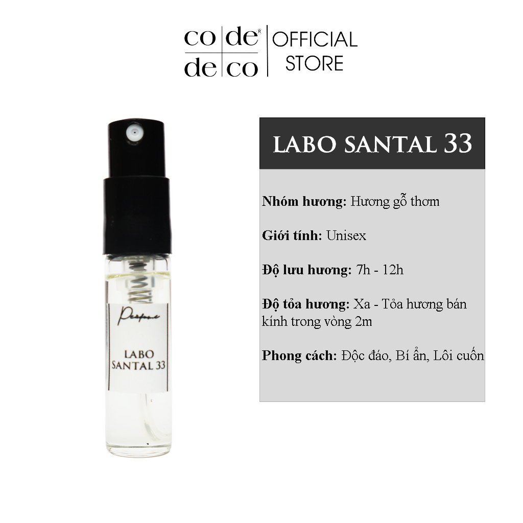 Tinh Dầu Nước Hoa Code Deco Labo Santal 33 Độc Đáo Bí Ẩn 2Ml Vial Dùng Thử