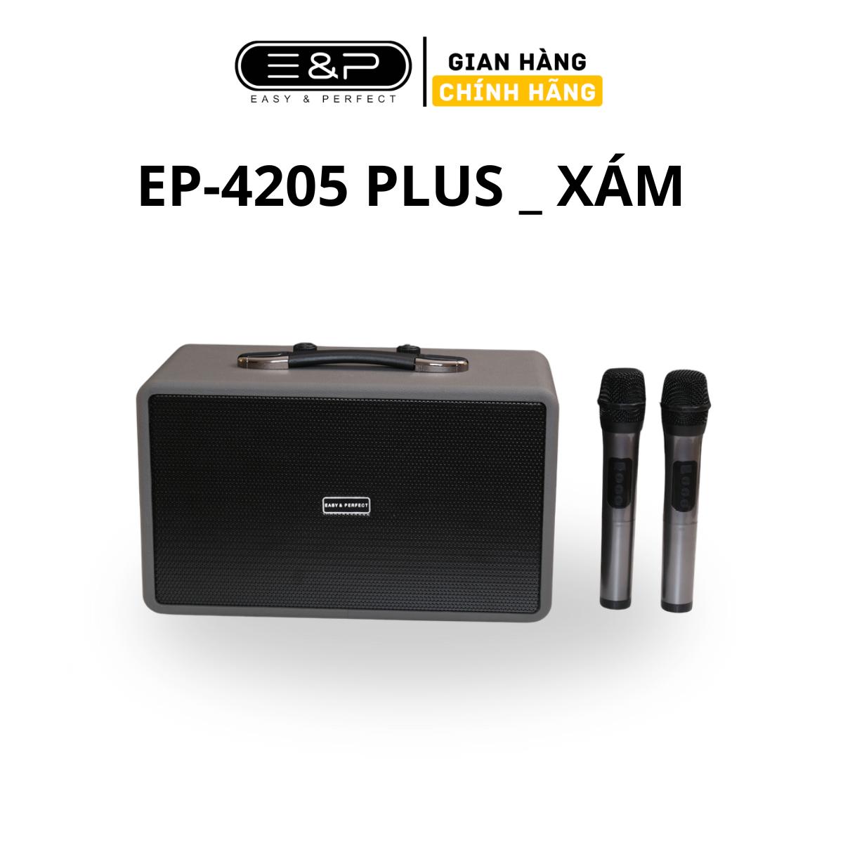 [E&P]Loa karaoke bluetooth EP-4205 PLUS Kèm 2 Micro Cao Cấp Chống Hú Hát Karaoke Cực Hay  Dãy Đèn Le