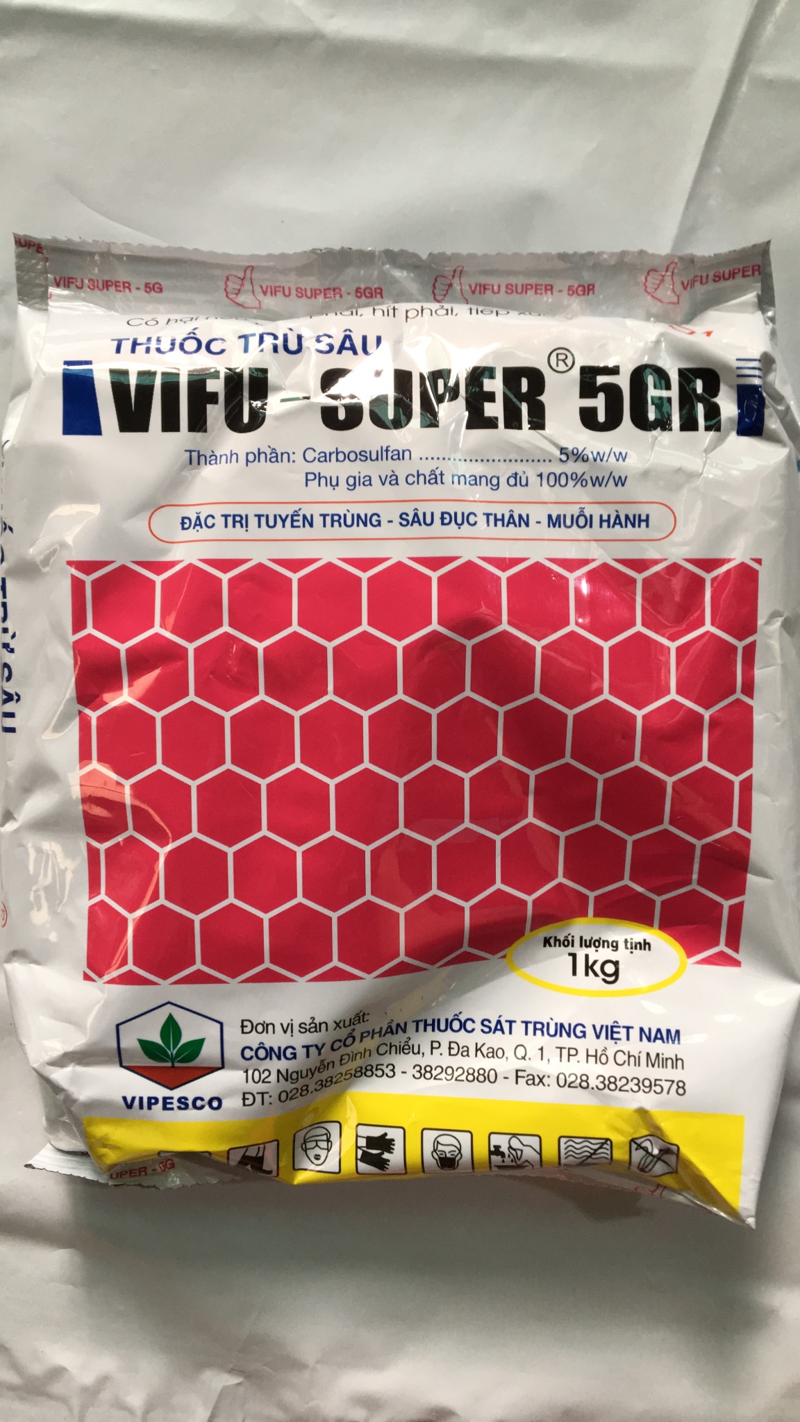 VIFU SUPER 5GR - Phòng trừ tuyến trùng sùng đất rải gốc cây trồng gói 1kg