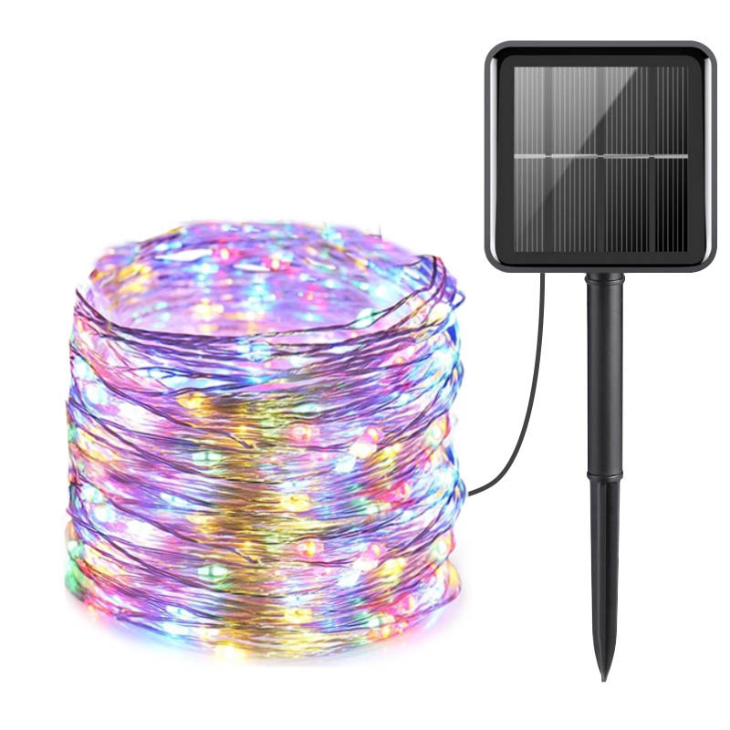 Đèn Dây Năng Lượng Mặt Trời Ngoài Trời Đèn Thần Tiên 32M 300LED 22M 200Leds 12m100led 7M 50Led Đèn Dây Đồng Trang Trí Chống Nước Cho Cây Vườn Giáng Sinh Tiệc Cưới Trắng
