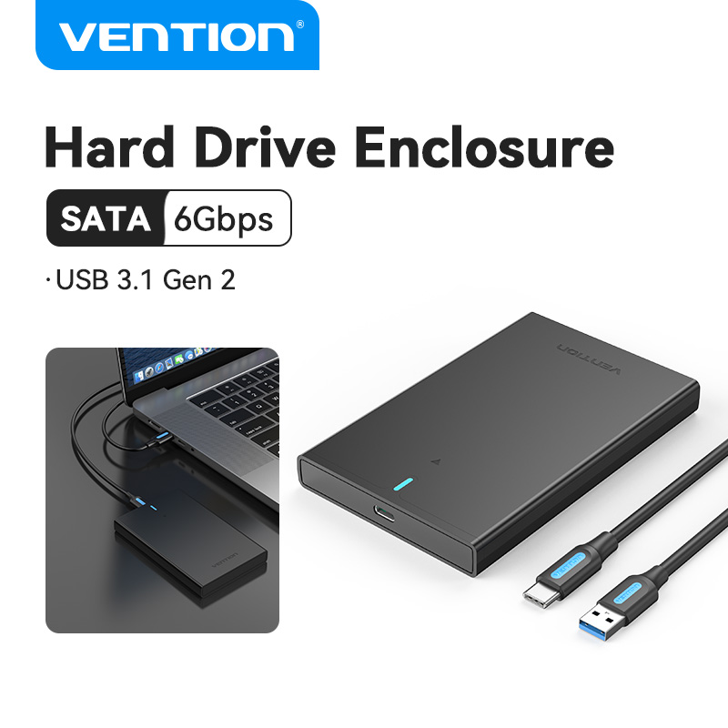 Vention 2.5 inch hộp đựng ổ cứng Dual Protocols USB 3.1 Gen 2 C to SATA 3.0 cho SSD 6TB HDD 9.5mm 7m