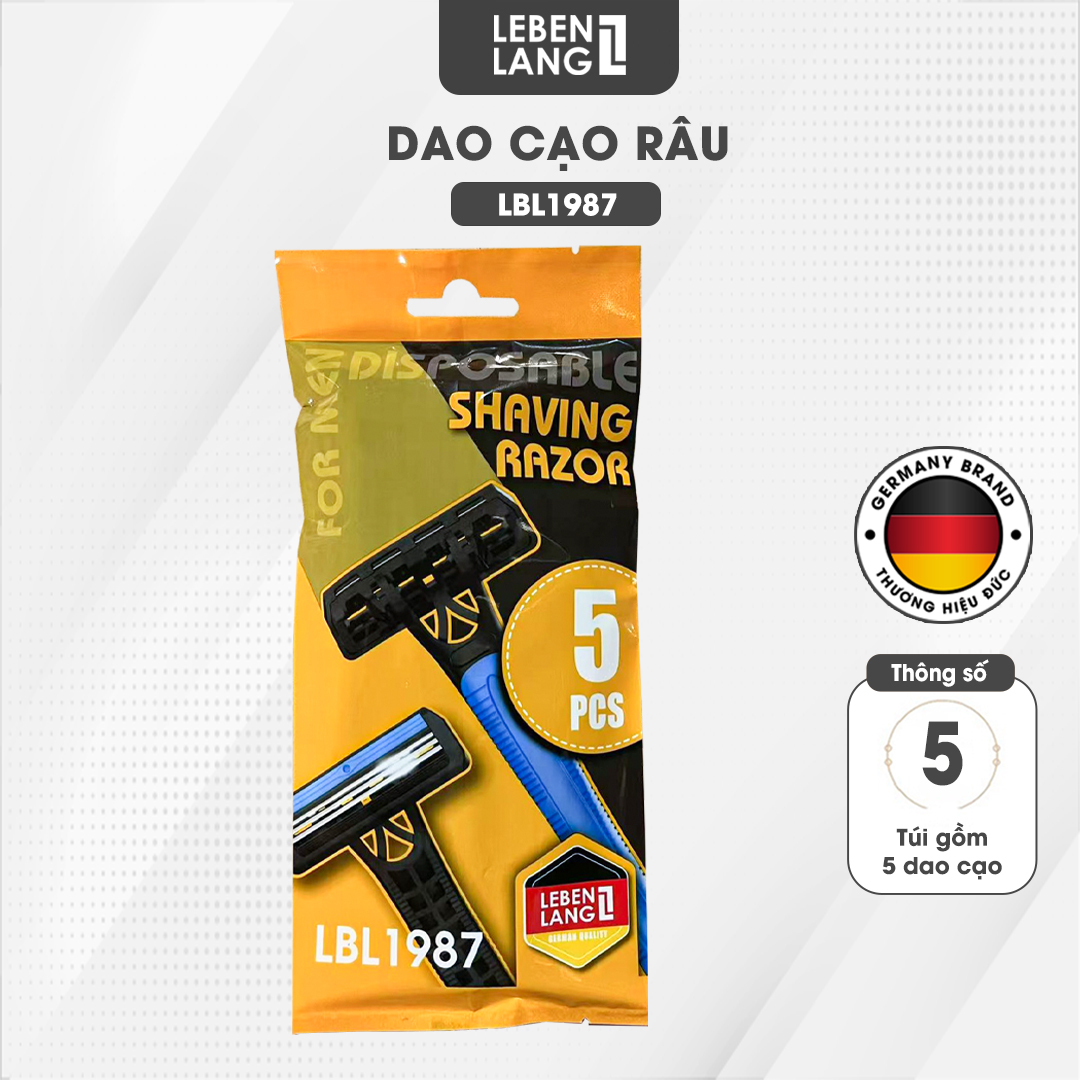 Dao cạo râu 3 lưỡi Lebenlang LBL1987 tay cầm chống trơn trượt lưỡi dao chứa Gel lô hội và vitamin E 