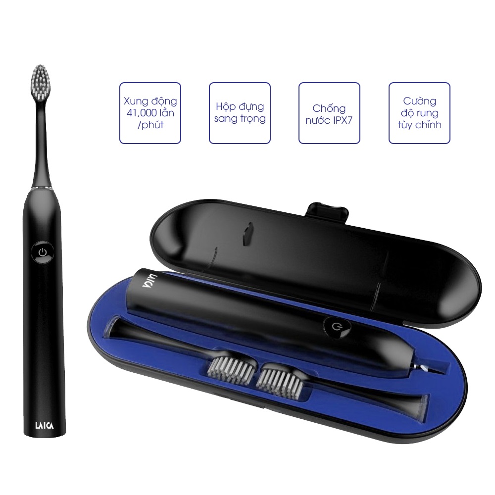 Bàn chải điện LAICA PC4004 – Rung 41000 lần 1 phút – Hộp đựng sang trọng