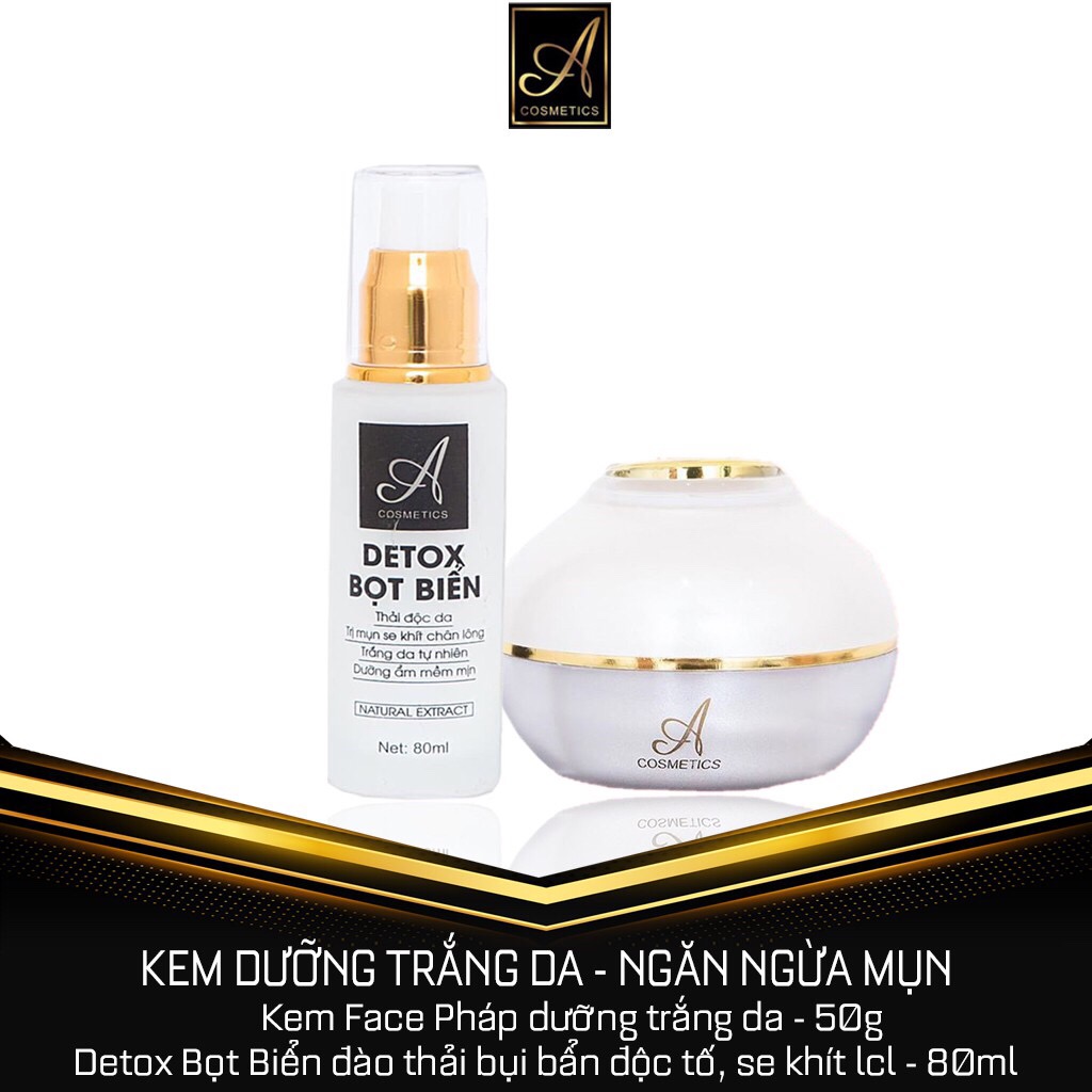 [HCM]ComBo Kem Face Pháp + Detox Bọt Biển Dưỡng Trắng da ngăn ngừa mụn tái tạo và se khít lỗ chân lông