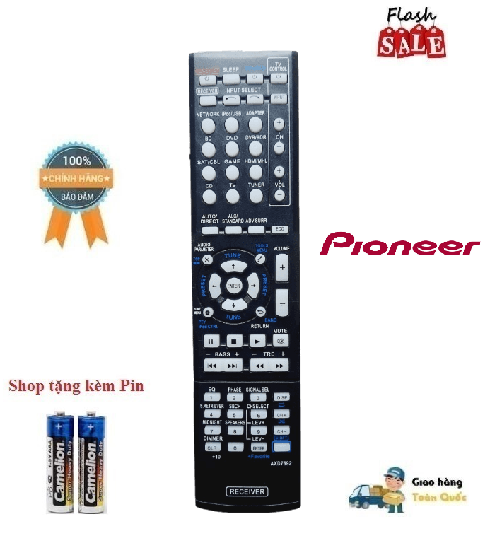 Remote điều khiển dàn âm thanh Pioneer AXD7692 AV VSX-43 VSX-823 VSX-528 VSX-828 VSX-1023 VSX-1015-S- Hàng chính hãng