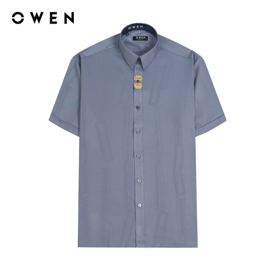 OWEN - Áo sơ mi ngắn tay Body Fit AB230197N màu Ghi chất liệu Bamboo