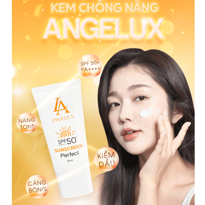 KEM CHỐNG NẮNG ANGELUX Căng Bóng Nâng Tone Kiềm Dầu SPF 50+ Hàng Chính Hãng Tặng Kèm Ủ Môi ANGELUX