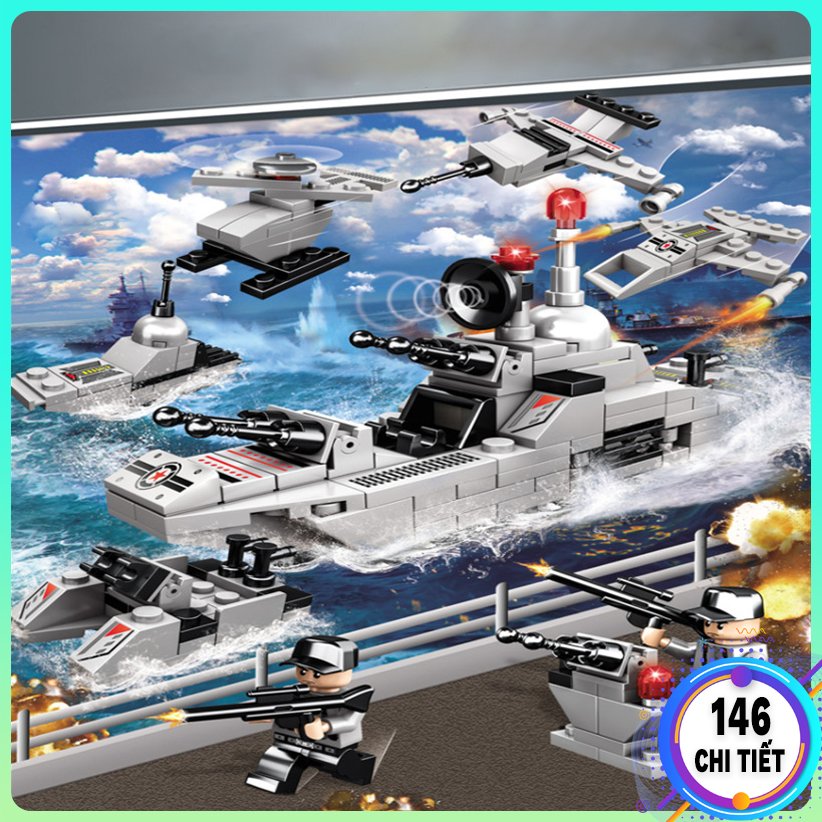 Bộ Đồ Chơi Lắp Ráp Lego Tàu Chiến 550 chi tiết xếp hình lego robot mô hình lắp ráp máy bay trực thăng đồ chơi cho bé| 33 cách chơi