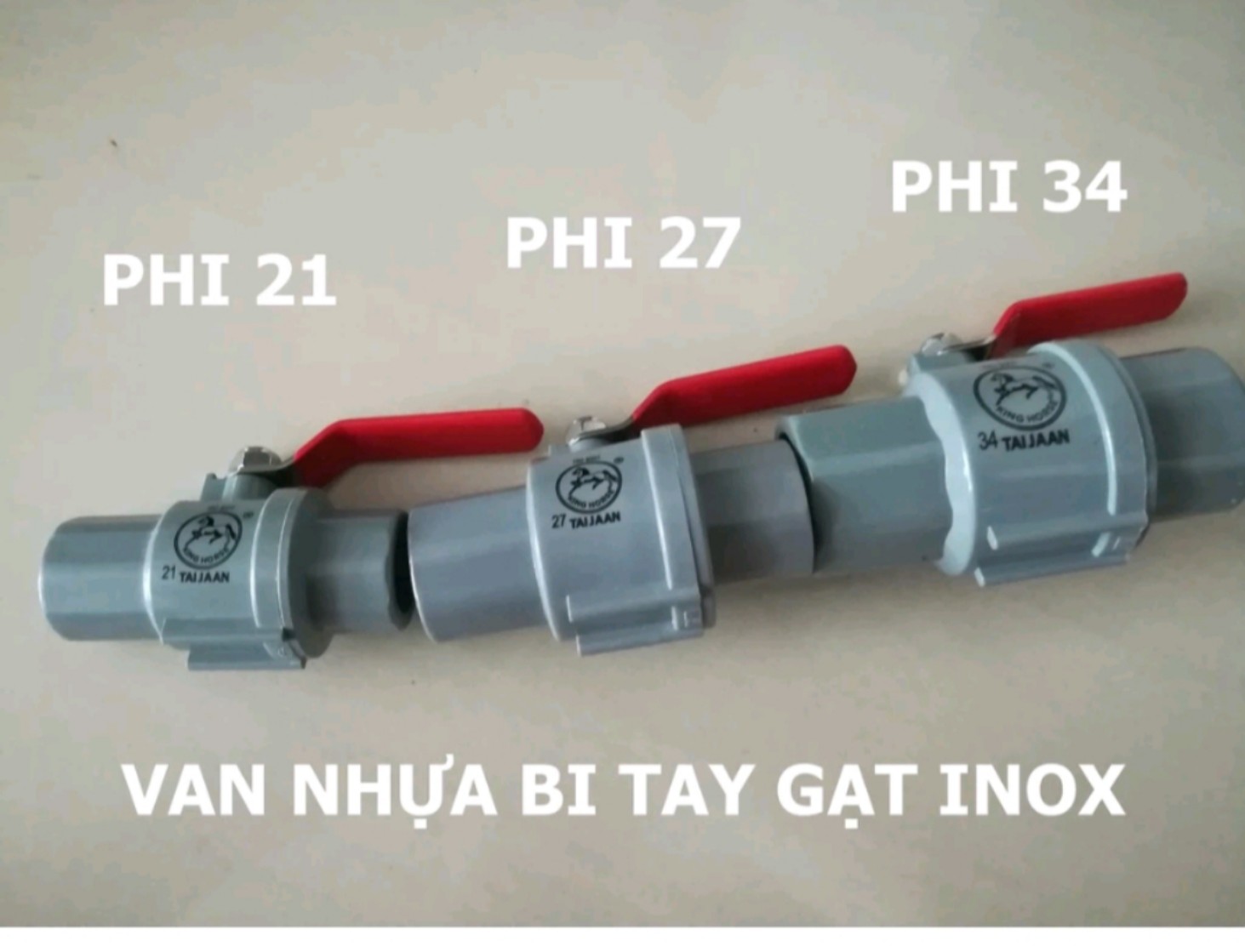 Van nhựa khoá nước Van nhựa bi inox tay gạt van nhựa trơn phi 21 27 34 Kinghorse TAIJAAN Đài Loan