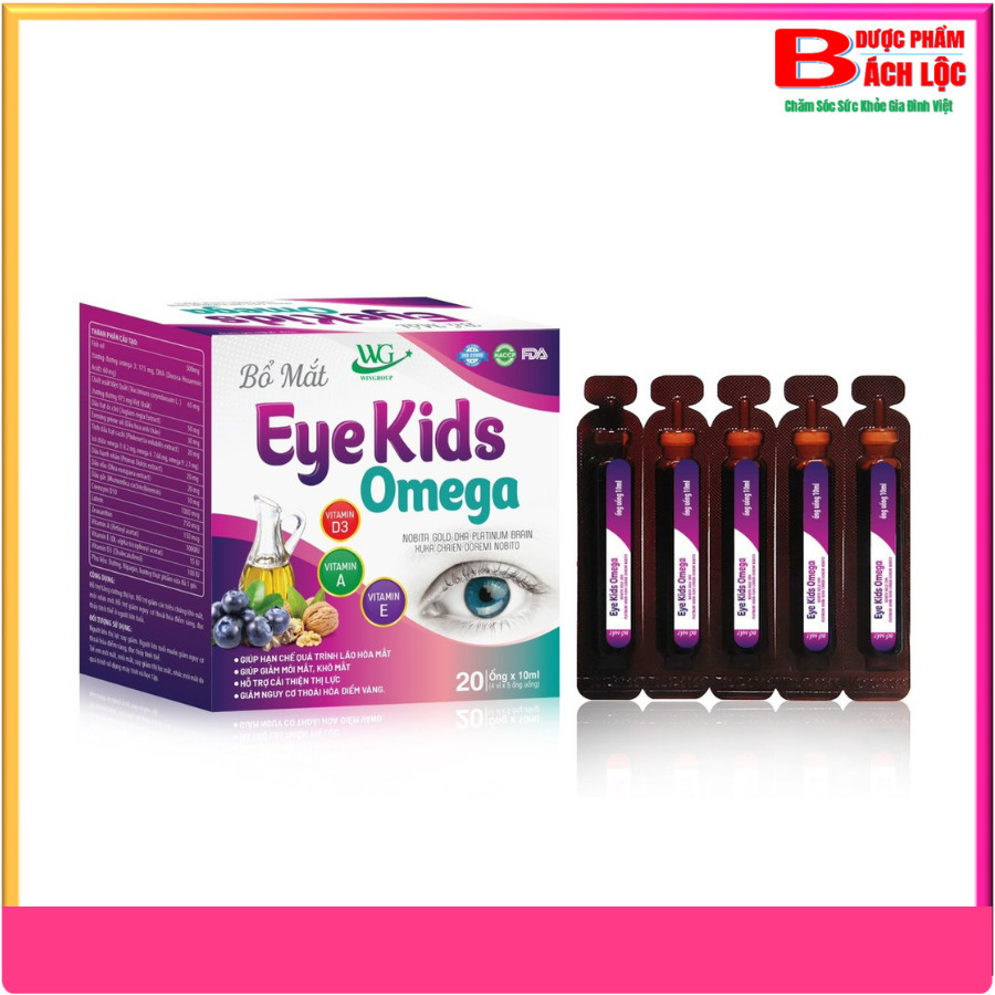 Siro Bổ Mắt Eye Kids Omega Bổ Sung Vitamin D3 A E Giúp Hạn Chế Quá Trình Lão Hóa Mắt Giảm Mỏi Mắt Khô Mắt Cải Thiện Thị Lực Hộp 20 Ống Dược Phẩm Bách Lộc