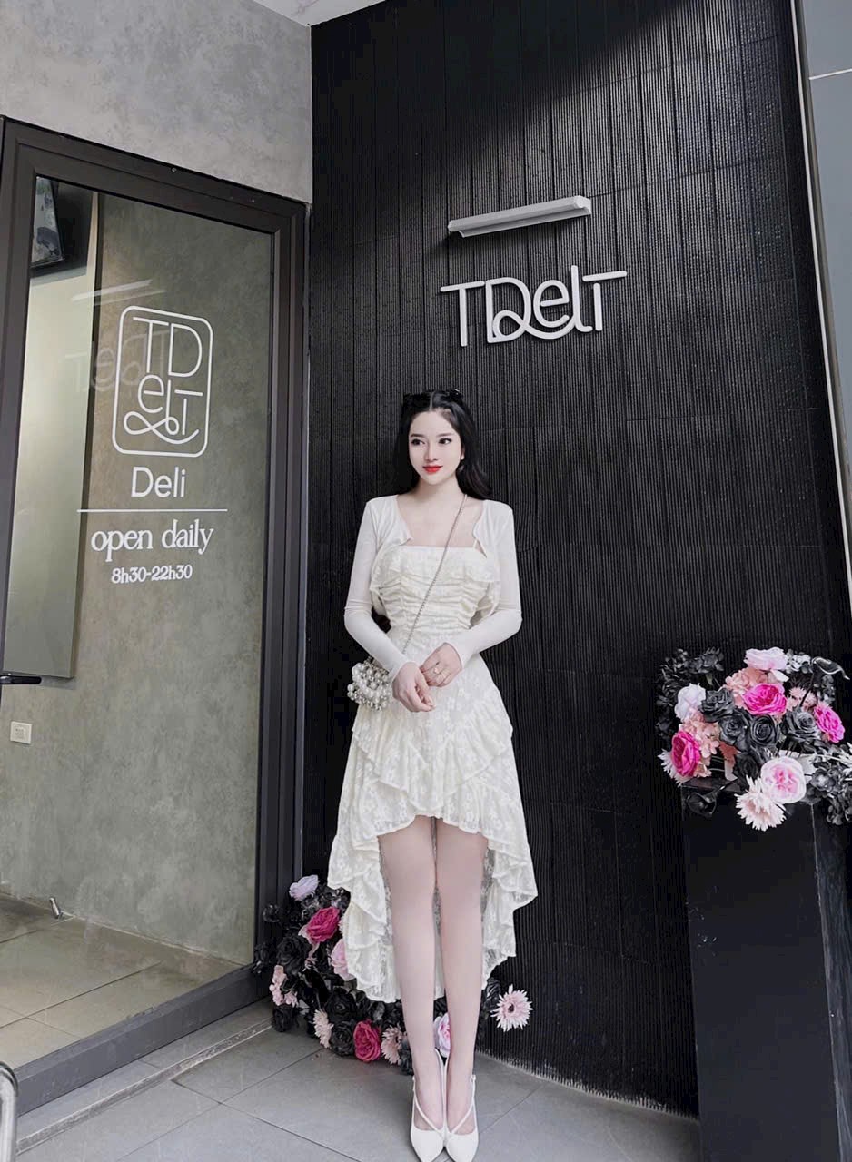 Set thời trang hottrend đầm 2 dây dáng ngực đuôi cá kèm áo khoác nhẹ Set áo khoác croptop kèm đầm 2 