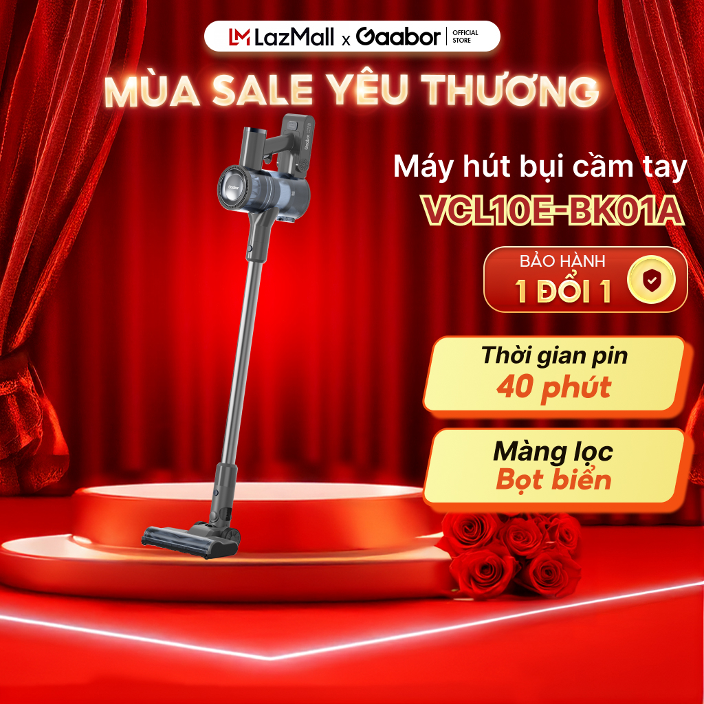 Máy hút bụi không dây cầm tay 20000Pa Gaabor VCL10E-BK01A hút lốc xoáy li tâm siêu mạnh có giá treo 