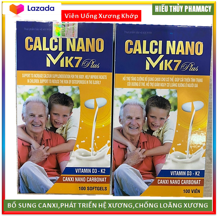 [Hộp 100 viên] Viên uống Liquid Calcium Nano Mk7 Giúp bổ sung Canxi Vitamin K2 D3 và khoáng chất cần thiết cho cơ thể hỗ trợ phát triển chiều cao ở trẻ ngừa loãng xương ở người già