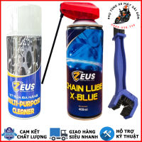 Xịt dưỡng sên mỡ bò xanh Zeus Chain Lube X-Blue 400ml và rửa sên Zeus [Mua Combo tặng bàn chải 3D]