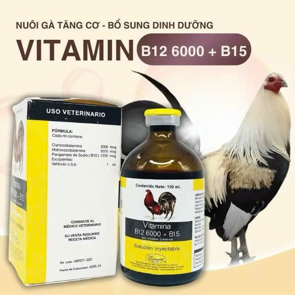 B12-6000 + B15 Vitamina dành riêng cho gà chai 10ml.