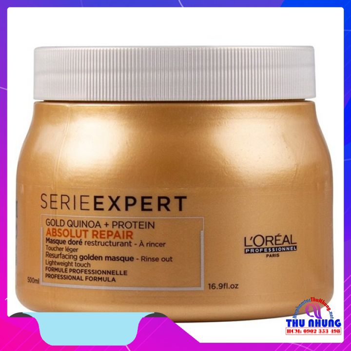 [Loreal Chính Hãng] Hấp Dầu Nhũ Vàng Loreal Absolut Repair Gold Quinoa Cho Tóc Khô Hư Tổn 500Ml