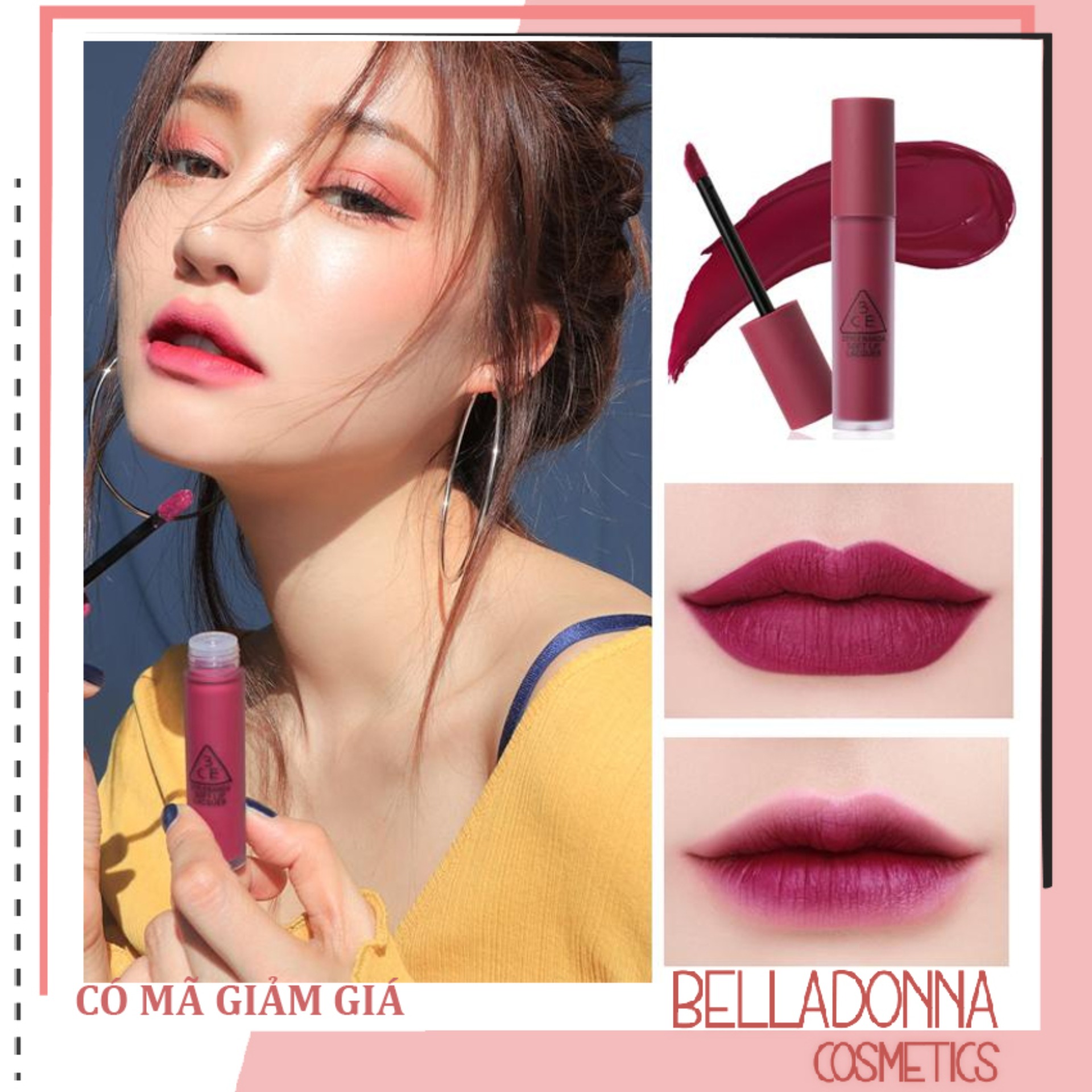 [Hcm][Hot New 2018] Son Kem Lì 3Ce Soft Lip Lacquer #Midnight Bottle - Tone Tím Hồng