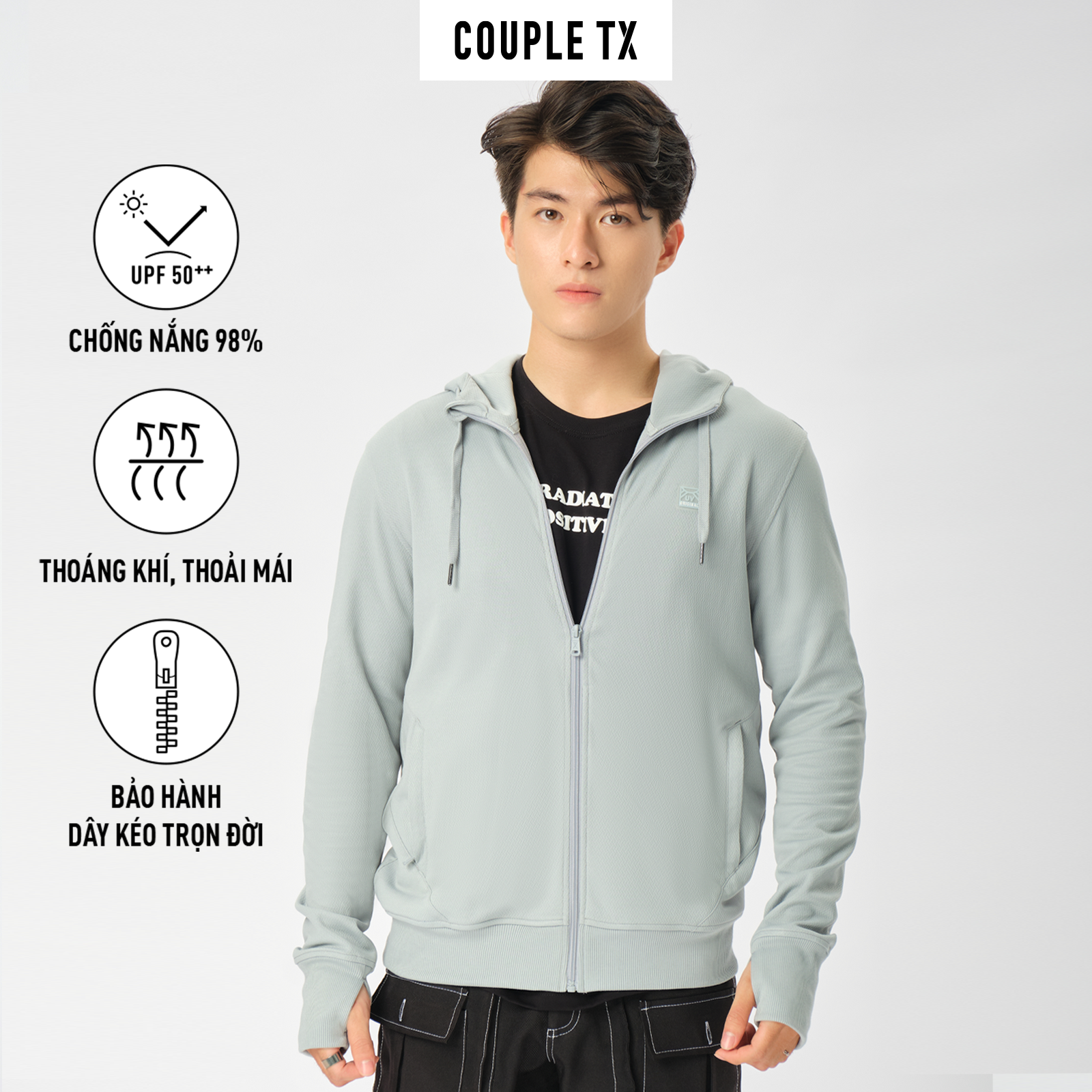 Áo Khoác Chống Nắng Nam COUPLE TX - Anti Uv Original Có Nón MOK 1064