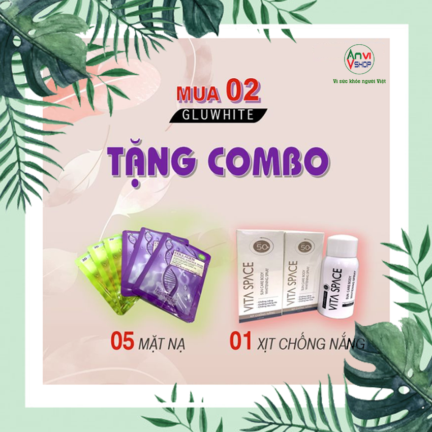 [Hcm][ Tặng ] Combo 5 Mặt Nạ + 1 Xịt Chống Nắng | Khi Mua Gluwhite - Viên Sủi Trắng Da Đột Phá ( Đập Tan Sạm Nám - Tàn Nhang - Lão Hóa Da )