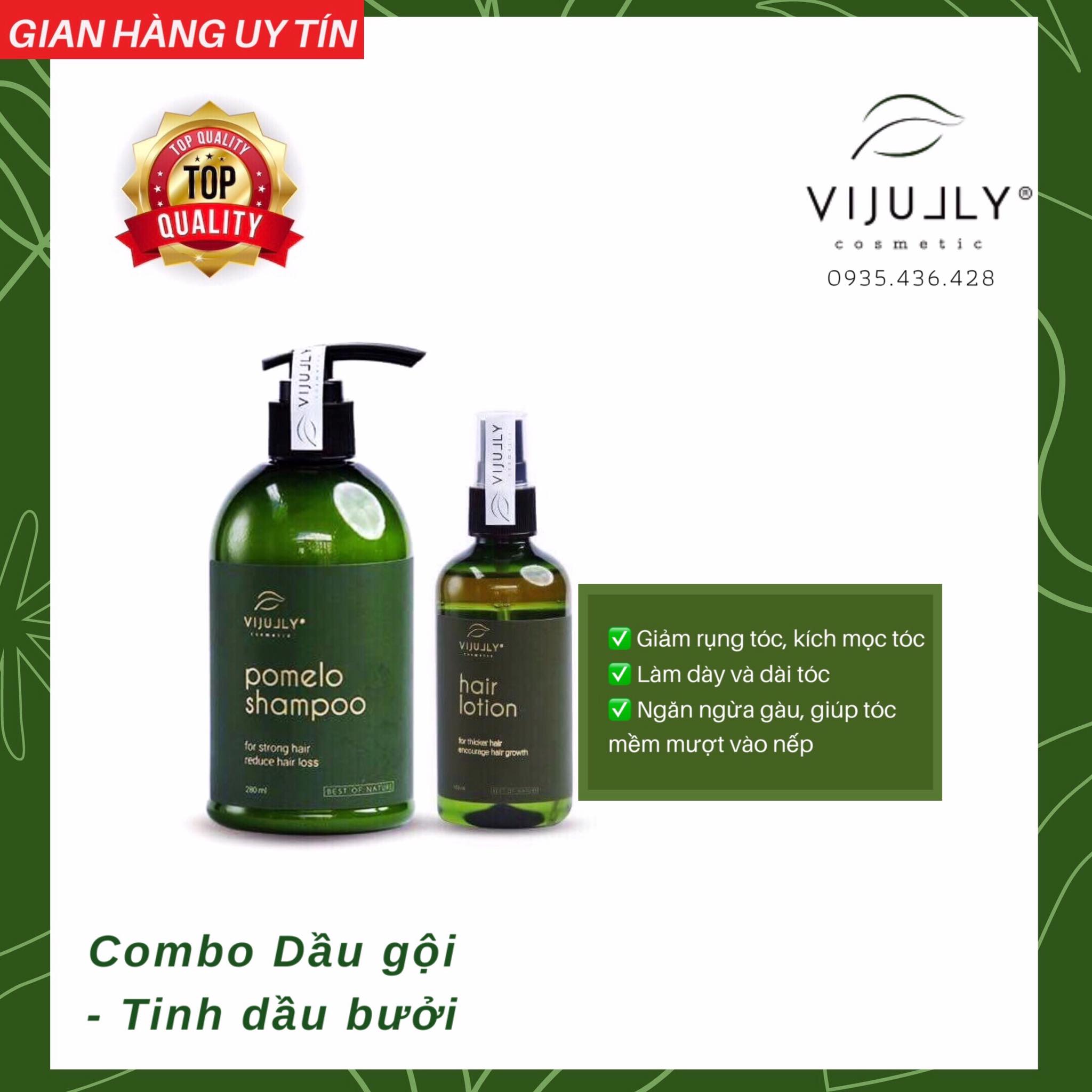 [TẶNG QUÀ HOT] COMBO 2 chai Dầu Gội Bưởi & Tinh Dầu Bưởi ViJully NGĂN NGỪA RỤNG TÓC - HÓI - KÍCH MỌC TÓC CON