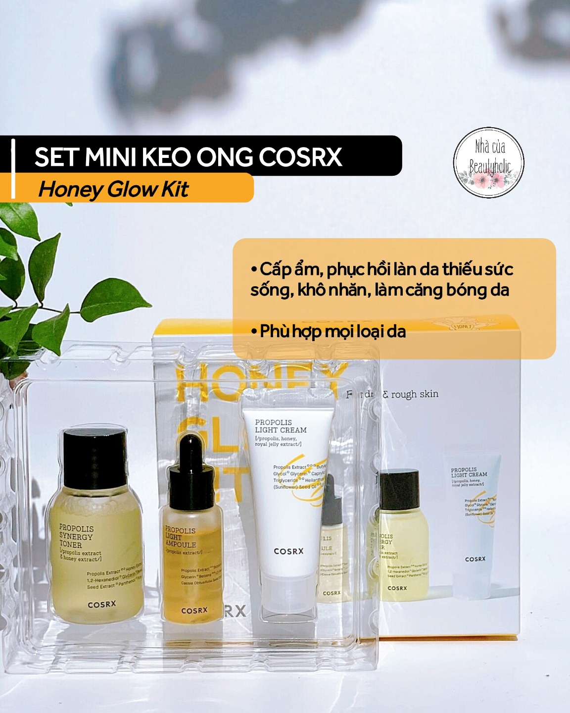 [Nhacuabeautyholic] Set Dưỡng Mini Keo Ong Cosrx