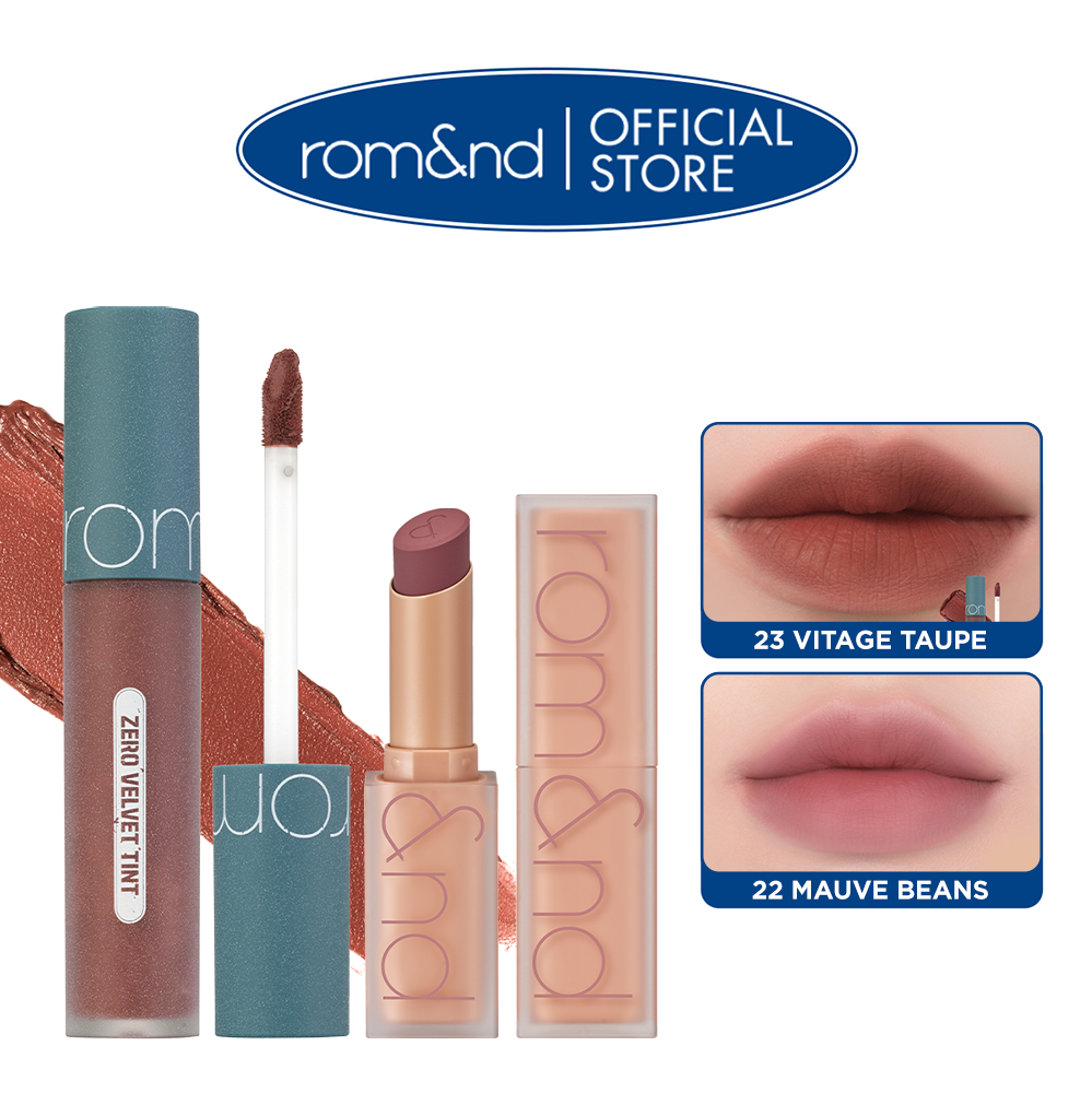 Combo Son kem lì Romand Zero Velvet Tint  + Son Thỏi Romand Zero Matte Lipstick