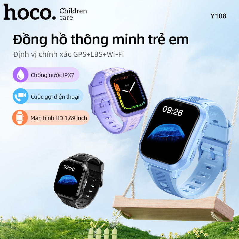HOCO Y108 Trẻ em Đồng hồ thông minh 1.69inches Với thẻ SIM 4G LBS + Wifi Địa điểm GPS Trẻ em Đồng hồ điện thoại IP67 Không thấm nước Đồng hồ thông minh cho trẻ em Quà tặng phổ quát cho tất cả điện thoại thông minh