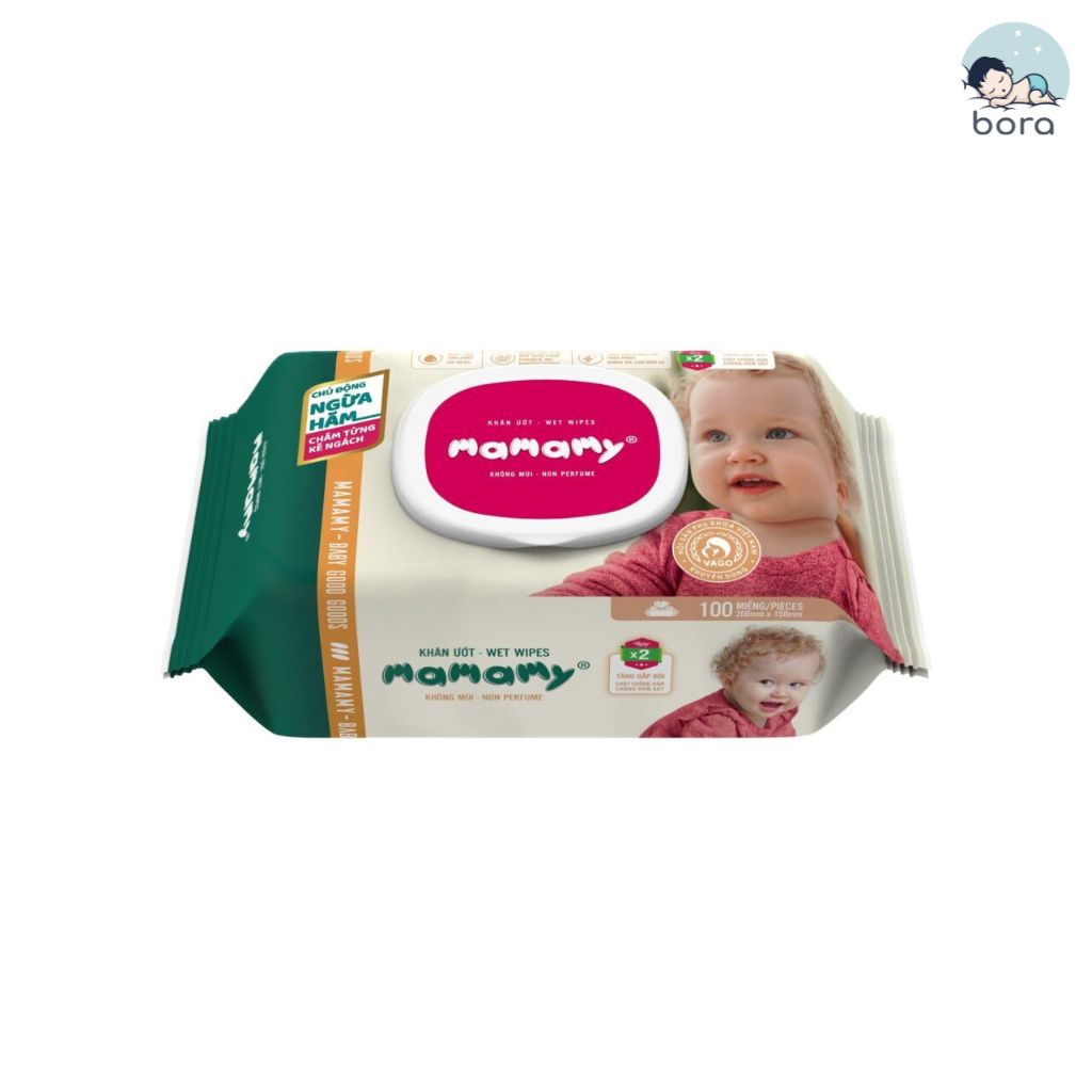 Khăn ướt Mamamy 100 tờ không mùi ngăn ngừa hăm cho bé