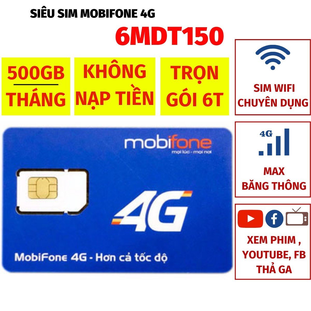 [ SIÊU SIM DATA ] Sim data Mobifone trọn gói 6 tháng 6MDT150 / 12 tháng 12MDT150  500GB TỐC ĐỘ CAO 1