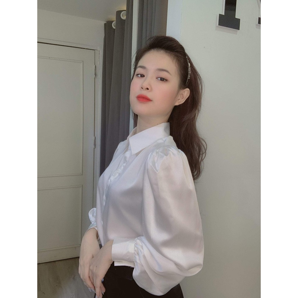 Áo Sơ Mi Nữ dài tay bồng thời trang Hàn Quốc- Áo sơ mi kiểu