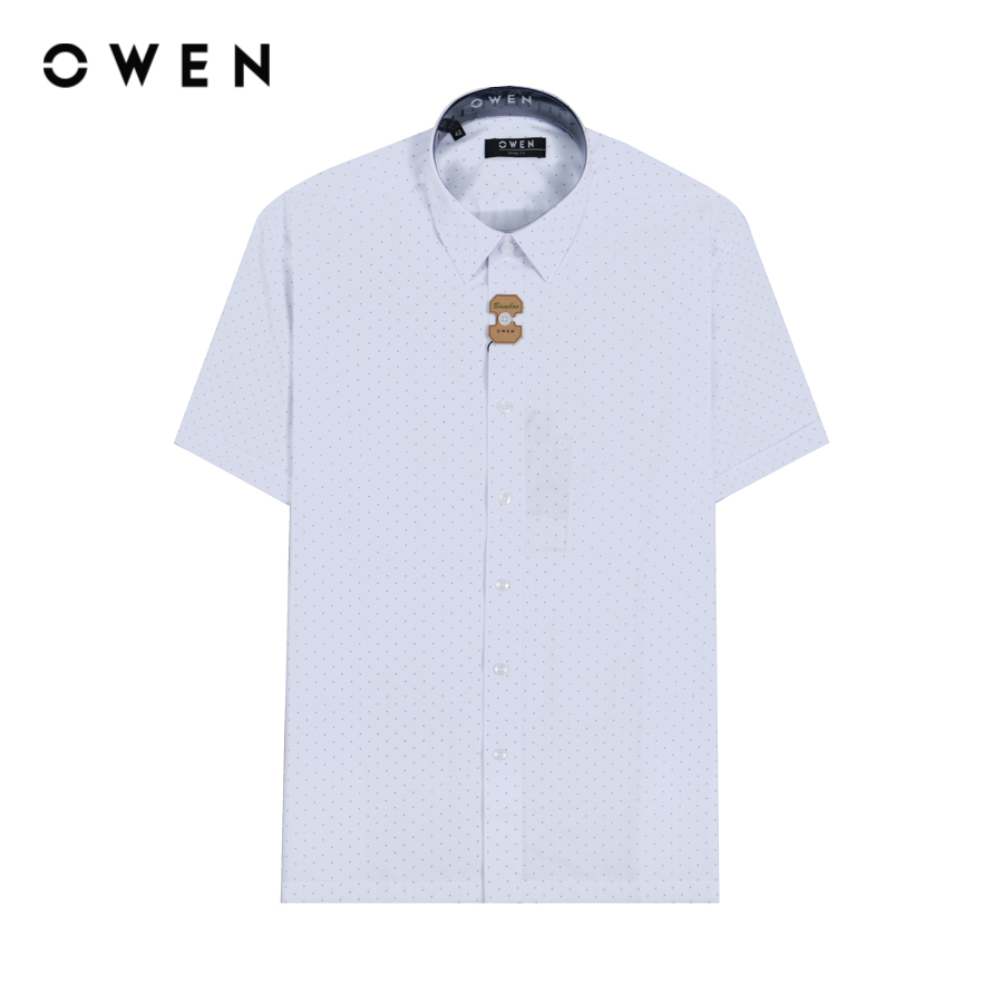 OWEN - Áo sơ mi ngắn tay Body Fit AB230362N màu Trắng chất liệu Bamboo