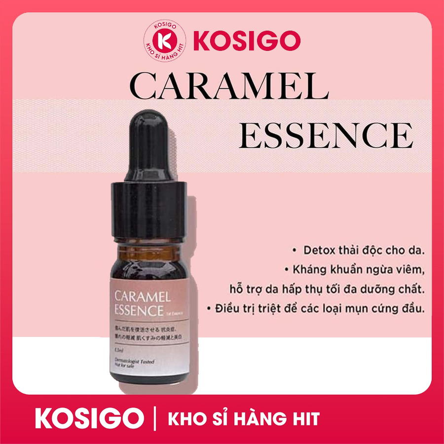 Serum ngừa mụn Caramel Essence Nhật Bản chính hãng 5ml giảm mụn xoá thâm phục hồi da căng bóng