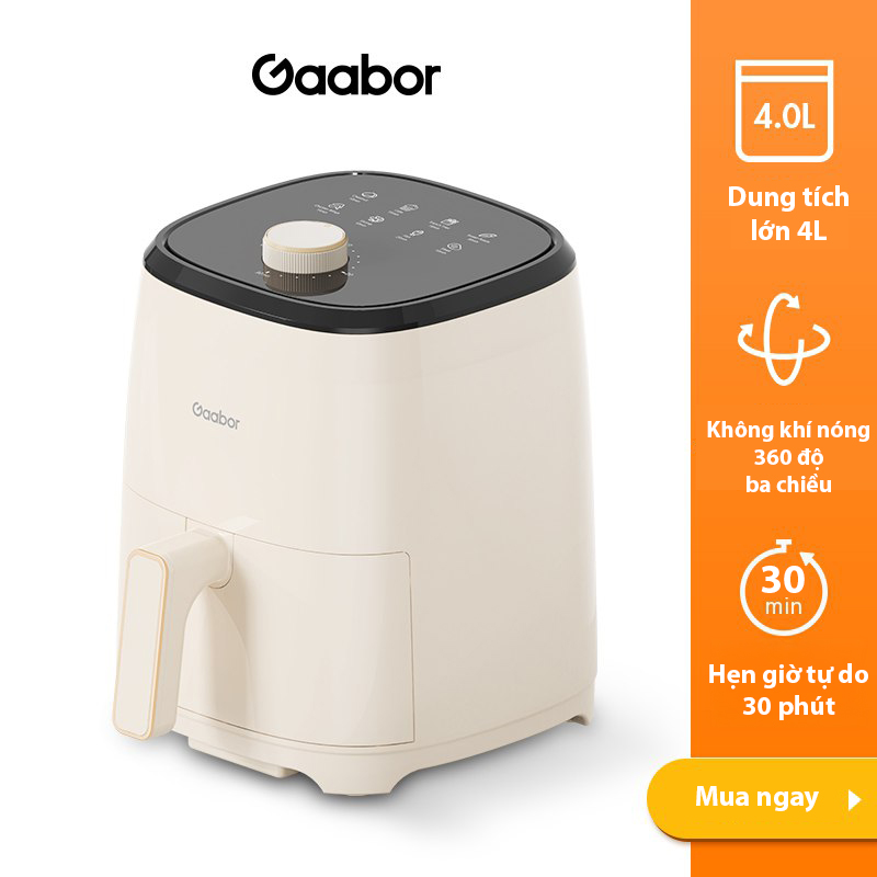 Nồi chiên không dầu 4L Gaabor AF40M-WH01A vỉ chiên rời chống dính khí nóng đối lưu nút xoay tiện lợi