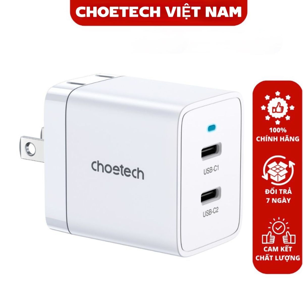 Củ sạc nhanh Choetech Q5006 40w 2 cổng Type C (MÀU ĐEN)
