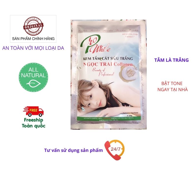 Kem tắm trắng toàn thân ngọc trai collagens Pro white dưỡng trắng tẩy tế bào chết cấp tốc tại nhà dành cho da đen lì cháy nắng an toàn tiện dụng dr.acneal