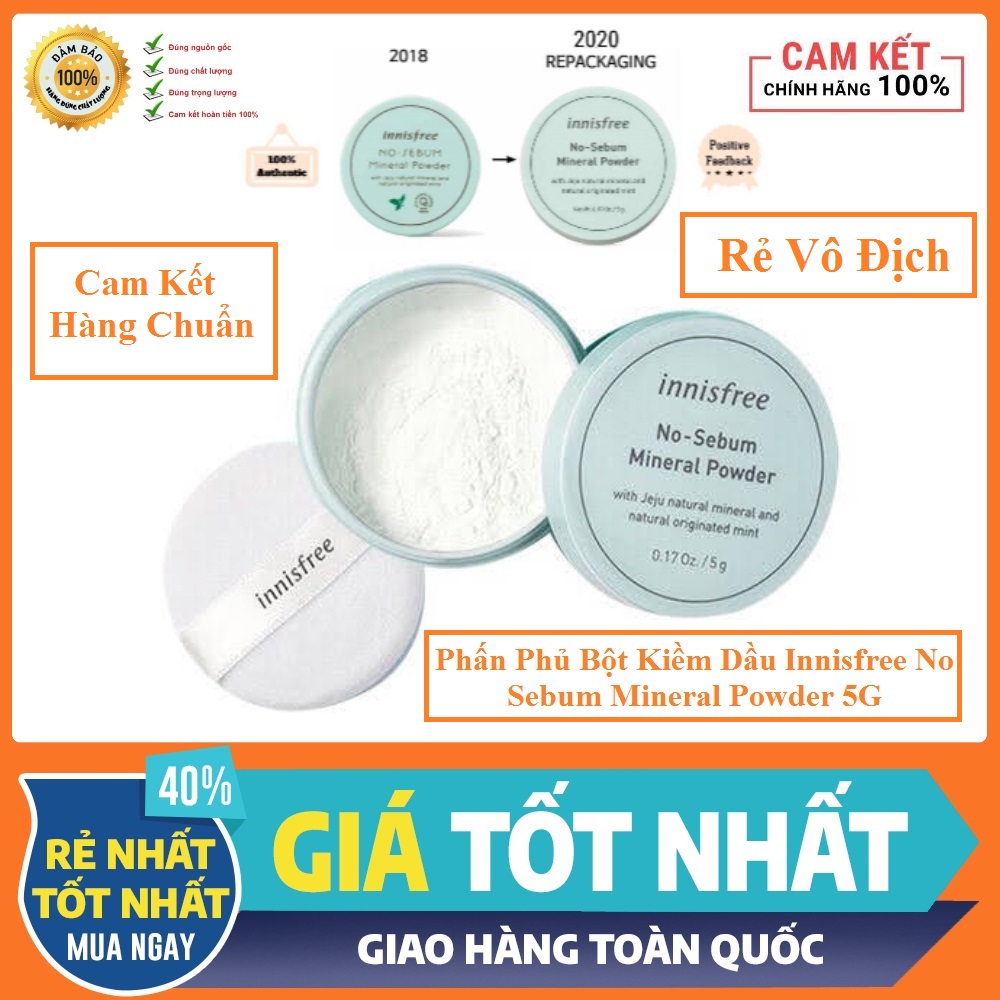 Phấn Phủ Kiềm Dầu Bột Khoáng Innisfree No Sebum Mineral Powder 5G [ Cam Kết Hàng Chuẩn 100 % ]