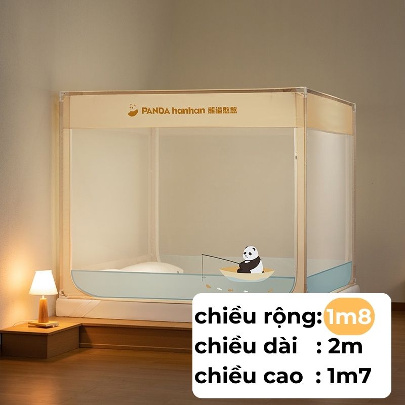 [PANDA] Mùng Chống Ngã Medoga - Hình In Panda | Mùng Khung Vuông | Chống Muỗi | Chắn Giường | Chống Ngã Giường