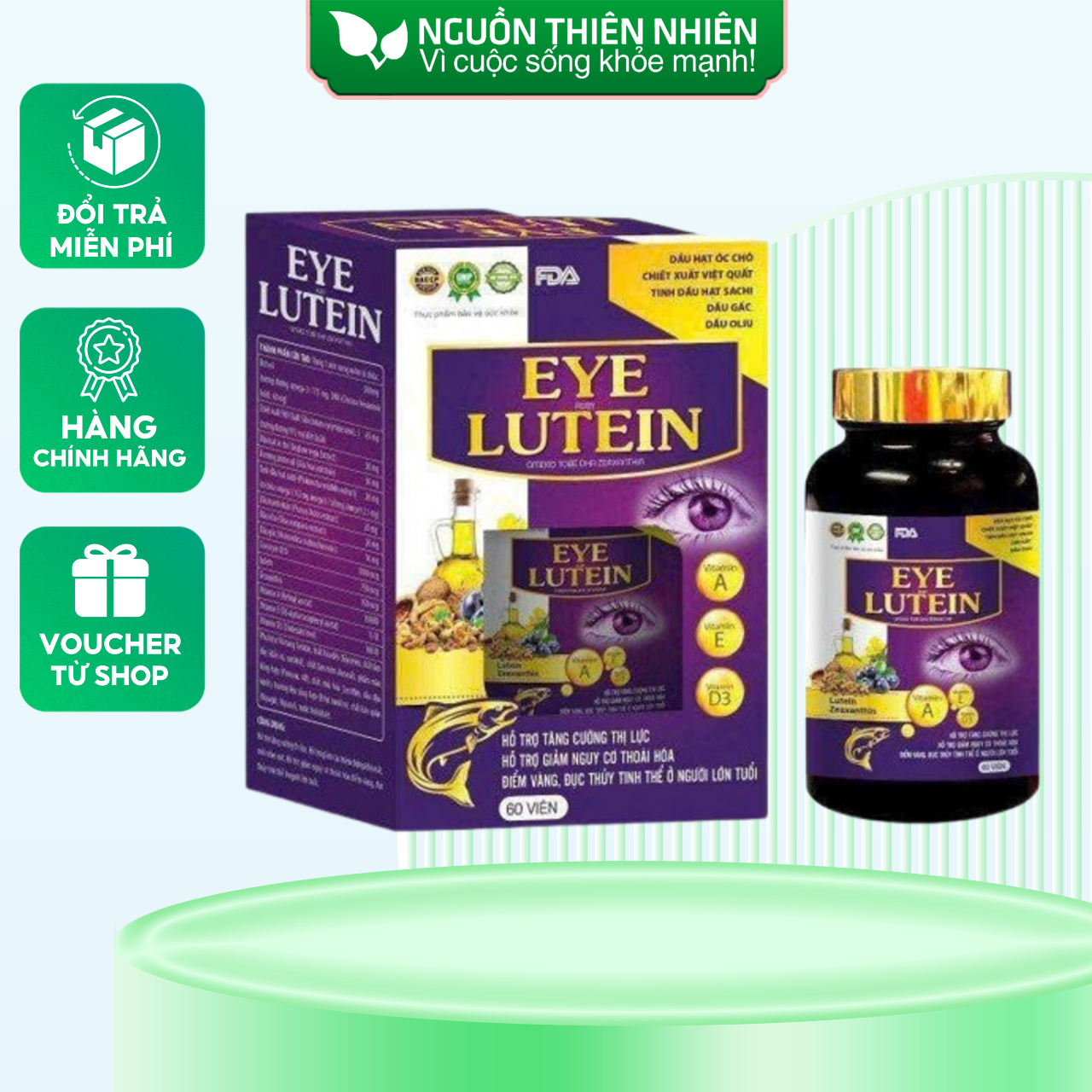 Hộp 60 Viên uống sáng mắt EYE RUBY LUTEIN OMEKID TOBE DHA ZEAXANTHIN chứa OMEGA 3 6 9 Dầu Gấc dầu óc